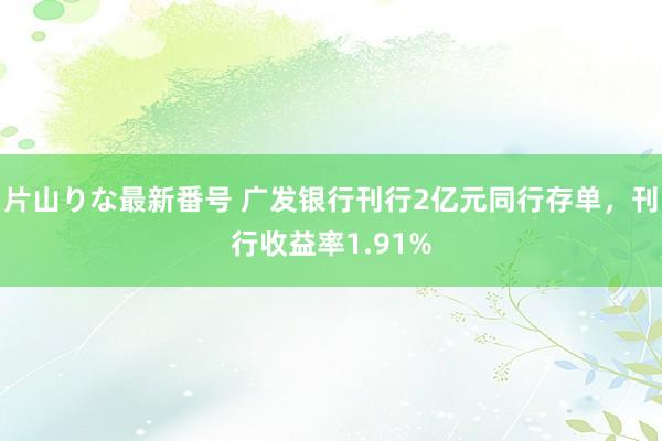 片山りな最新番号 广发银行刊行2亿元同行存单，刊行收益率1.91%