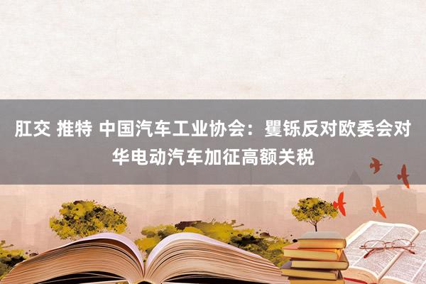 肛交 推特 中国汽车工业协会：矍铄反对欧委会对华电动汽车加征高额关税